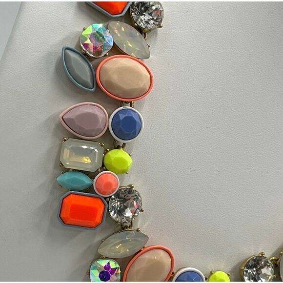 J. Crew Brûlée Neon Pastel Multicolor Fiesta Rhinestone Crystal Cluster Necklace - Picture 16 of 16